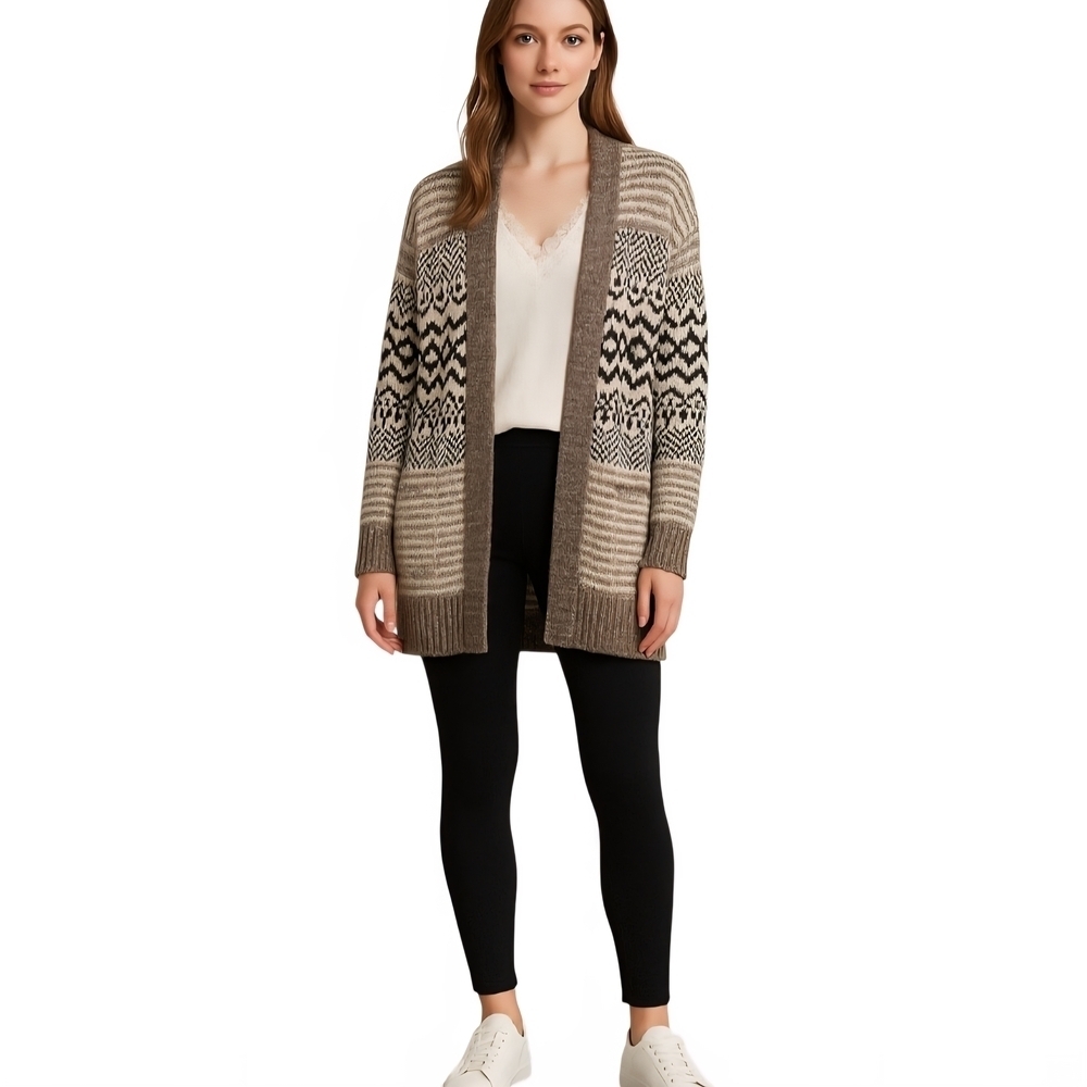 American Eagle Outfitters Women's Geometric Cardigan - Brown and Black